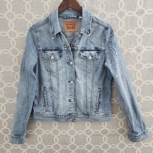 Levi's Jean Jacket Women's L Stretched Light Blue